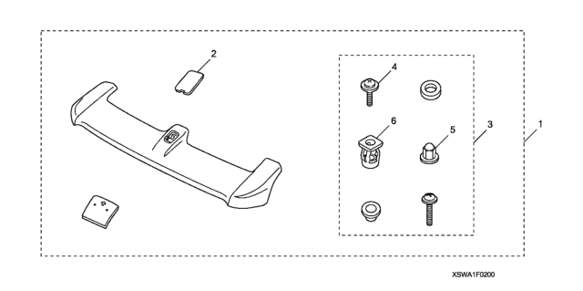 2008 Honda CR-V 5 Door EX-L (2WD NAVIGATION) KA 5AT Tailgate Spoiler Diagram