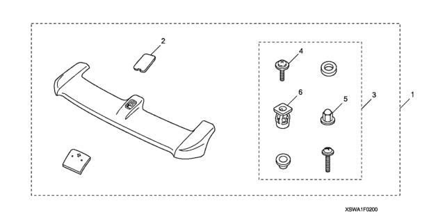 2011 Honda CR-V Tailgate Spoiler, Cover (Taffeta White) Diagram for 08F02-SWA-02005