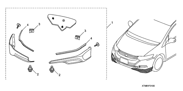 2010 Honda Insight Spoiler, Front Under (Tango Red Pearl) Diagram for 08F01-TM8-180