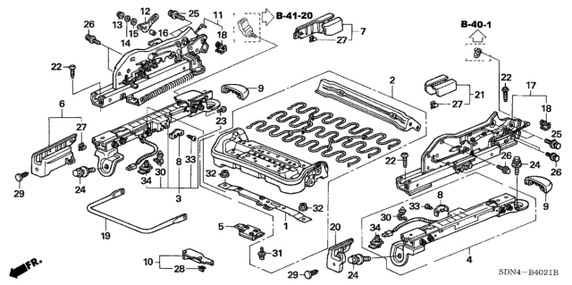 2004 Honda Accord Frame, FR. Seat Cushion Diagram for 81139-SDN-L01