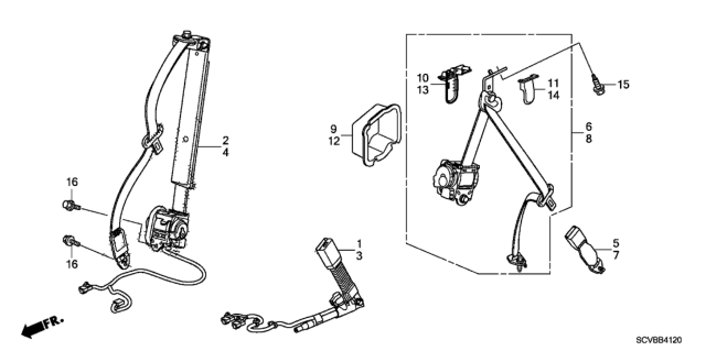 2011 Honda Element Seat Belts Diagram