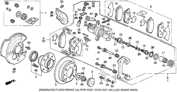 1997 Honda Del Sol Left Rear Caliper Diagram for 06433-S04-505RM