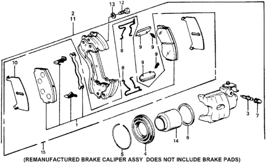 1977 Honda Accord Brake Pad Kit Diagram for 064A5-671-672