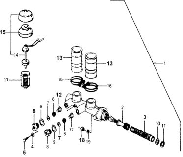 1976 Honda Accord Master Cylinder Assembly Diagram for 46100-659-013