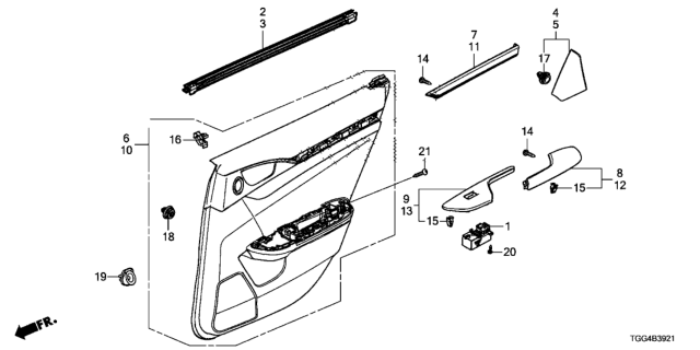 2020 Honda Civic Armrest Assy., R. RR. Door Lining *NH900L* (DEEP BLACK) Diagram for 83704-TGG-A71ZB