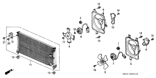 1992 Honda Accord A/C Air Conditioner (Condenser) Diagram