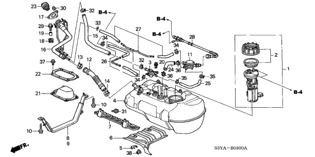 2005 Honda Insight Module Assembly, Fuel Pump Diagram for 17045-S3Y-A00