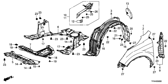 2021 Honda CR-V Hybrid Fender Left, Front-Inner Diagram for 74150-TPG-A00