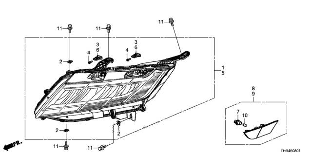 2020 Honda Odyssey Headlight Assembly, Driver Side Diagram for 33150-THR-A21