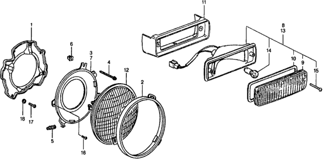 1979 Honda Civic Headlight - Front Combination Light Diagram