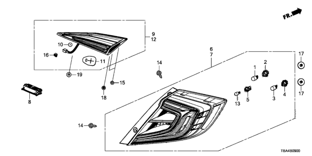 2016 Honda Civic Grommet, Taillight (Light Gray) Diagram for 91626-SYA-003