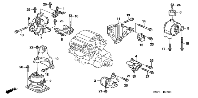 2006 Honda Pilot Engine Mounts Diagram