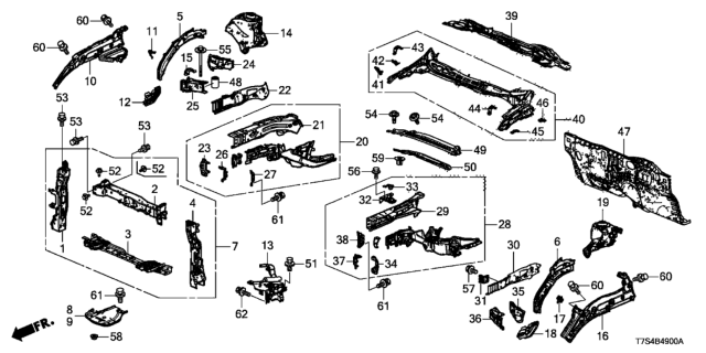 2018 Honda HR-V Plate Complete Right, Lower Diagram for 60450-T7W-X00ZZ