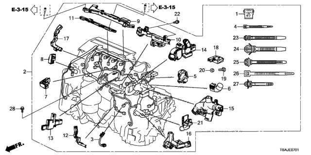 2019 Honda Civic Holder,Eng Harn Diagram for 32134-5BA-A00