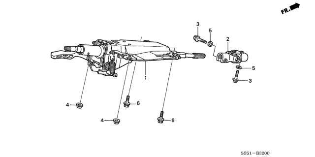 2004 Honda Civic Column Assembly, Steering Diagram for 53200-S5S-G01