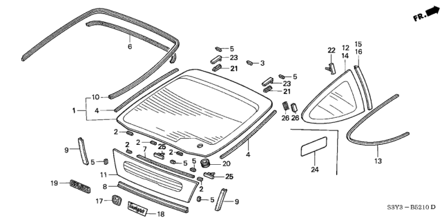 2001 Honda Insight Rear Windshield - Quarter Window Diagram