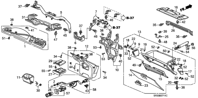 1995 Honda Civic Instrument Panel Garnish Diagram