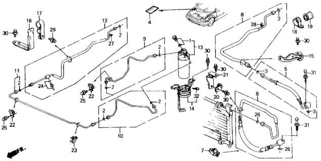 1990 Honda Civic Rubber, Mounting Diagram for 80375-SH3-010