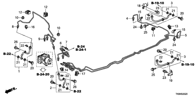 2013 Honda Odyssey Clip, Brake Pipe Diagram for 46393-TK8-A01