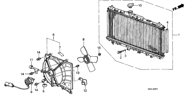 1988 Honda Accord Clip, Reserve Tank Tube Diagram for 19112-PK1-003