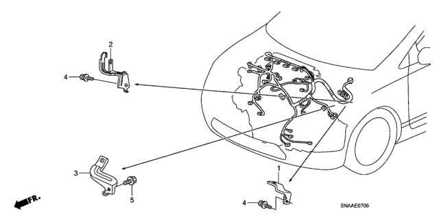 2009 Honda Civic 4 Door SI (HPT) KA 6MT Engine Wire Harness Stay (2.0L) Diagram