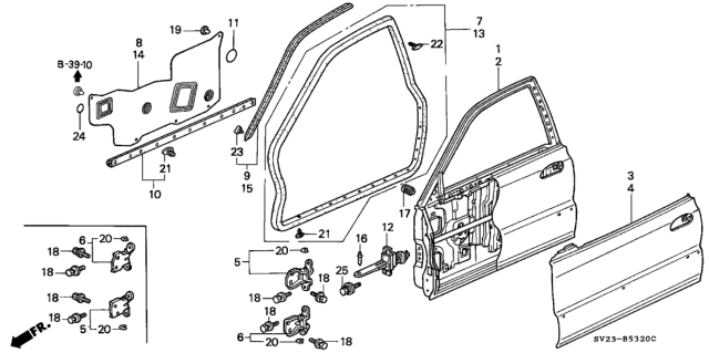 1995 Honda Accord Seal, R. FR. Door Hole Diagram for 72321-SV2-900
