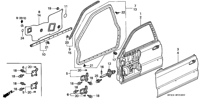 1996 Honda Accord Skin, R. FR. Door Diagram for 67111-SV2-300ZZ