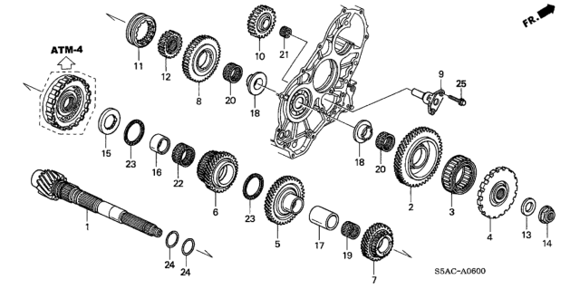 2005 Honda Civic AT Countershaft Diagram