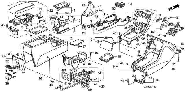 1994 Honda Accord Garnish Assy., RR. Console *G38L* (JADE GREEN) Diagram for 88323-SV4-003ZA