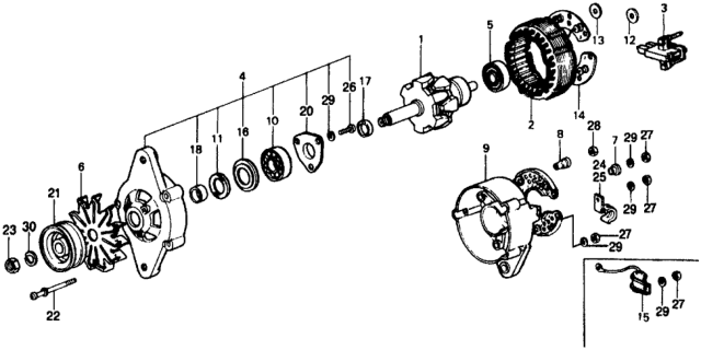 1977 Honda Civic Alternator Components Diagram