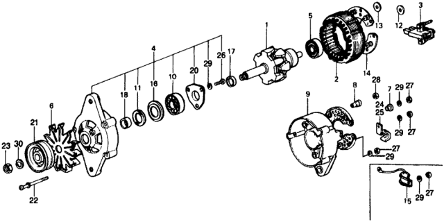 1976 Honda Civic Plate, Bearing Retaining Diagram for 31139-611-004