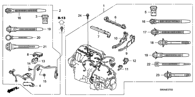 2007 Honda CR-V Sub-Wire, Starter Diagram for 32111-RZA-A00