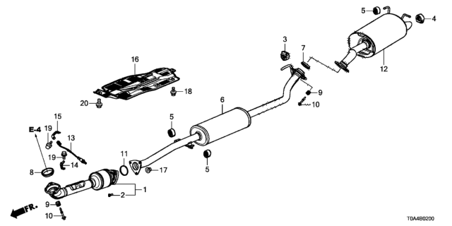 2014 Honda CR-V Silencer Complete, Exhaust Diagram for 18307-T0G-A03