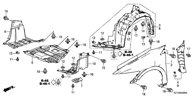 2014 Honda CR-Z Panel, Left Front Fender (Dot) Diagram for 60260-SZT-G90ZZ