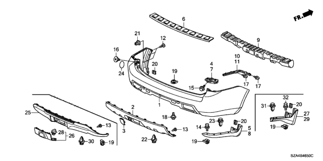 2009 Honda Pilot Rear Bumper Diagram