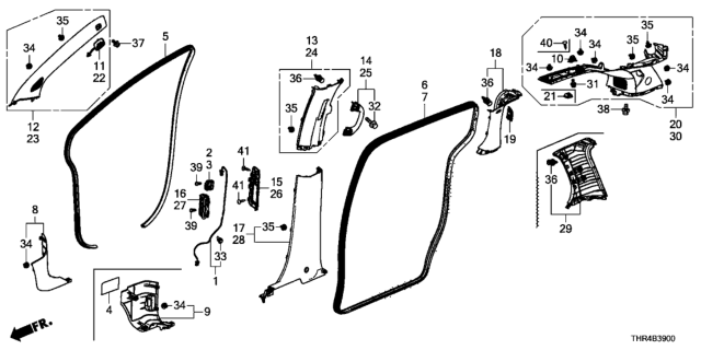 2022 Honda Odyssey Pillar Garnish Diagram