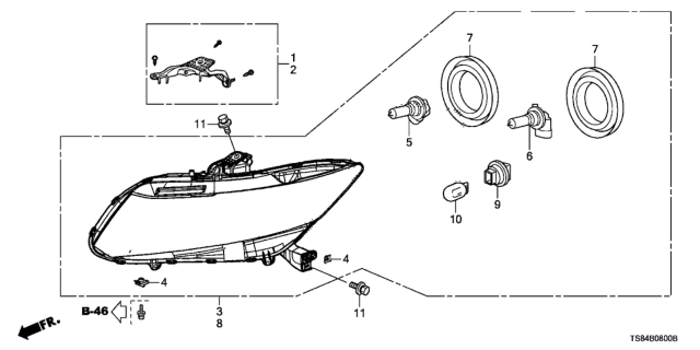 2013 Honda Civic 2 Door EX-L KA 5AT Headlight Diagram
