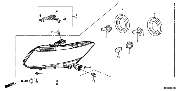 2012 Honda Civic Bulb (12V 28W/8W) Diagram for 34911-TR0-A01