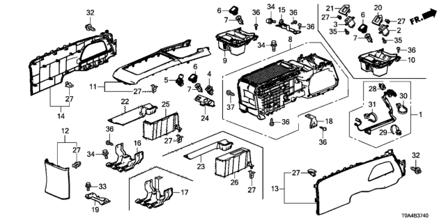 2014 Honda CR-V 5 Door EX-L (2WD) KA 5AT Console Diagram