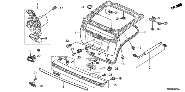 2011 Honda Insight Tailgate Diagram