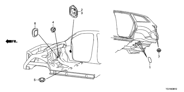 2021 Honda Pilot Grommet Diagram 3