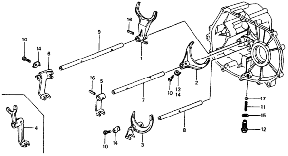 1976 Honda Civic Guide, Reverse Shift Shaft Diagram for 24243-657-961