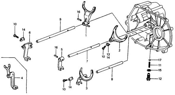 1976 Honda Civic Fork, Top Shift Diagram for 24211-PB7-000