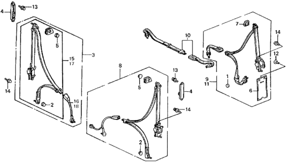 1988 Honda Civic Seat Belt Assembly, Left Rear (Fair Blue) Diagram for 828A0-SH5-A01ZA