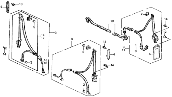 1989 Honda Civic Seat Belt Assy., L. RR. *YR89L* (PALMY BROWN) Diagram for 828A0-SH5-A21ZD