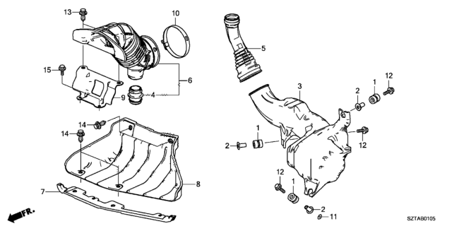 2013 Honda CR-Z Tube Assembly, Air Inlet Diagram for 17243-RTZ-000