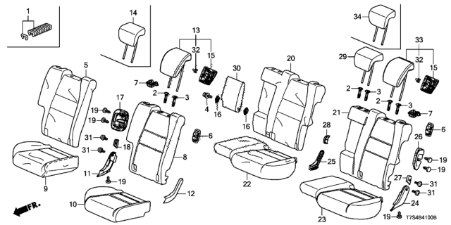 2016 Honda HR-V 5 Door LX (2WD) KA CVT Rear Seat Diagram