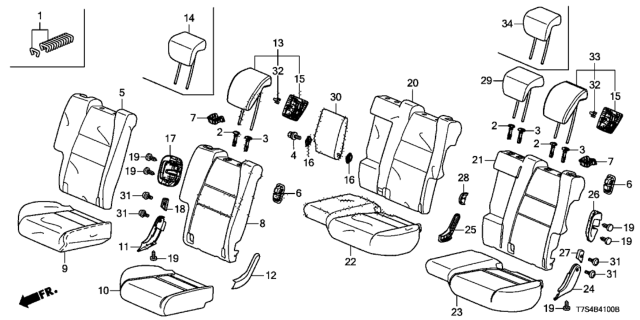 2018 Honda HR-V Rear Seat Diagram