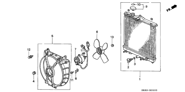 1993 Honda Civic Radiator (Denso) Diagram