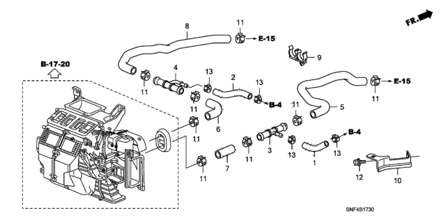 2010 Honda Civic Joint A, Water Hose Three Way Diagram for 19538-RNE-A00